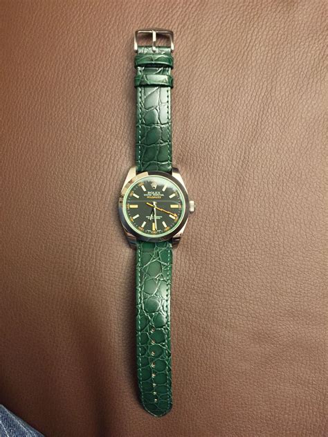 rolex green leather|leather Rolex watches for men.